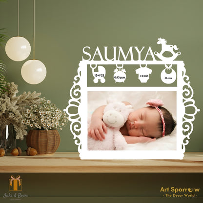 Customizable New Born Baby Name Acrylic Frame | Inks & Bows