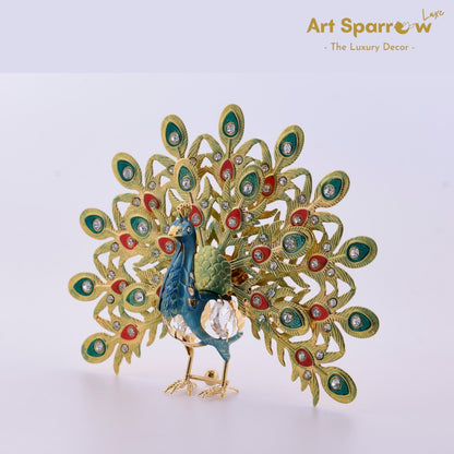 Peacock with Enamel Feather Decor Showpiece