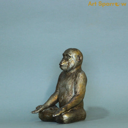 Yoga Pose Monkey Rustic Gold Resin Ornaments set of 4