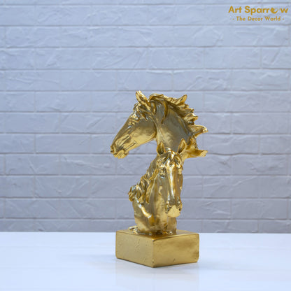 Couple Golden Horse of Polyresin For Table