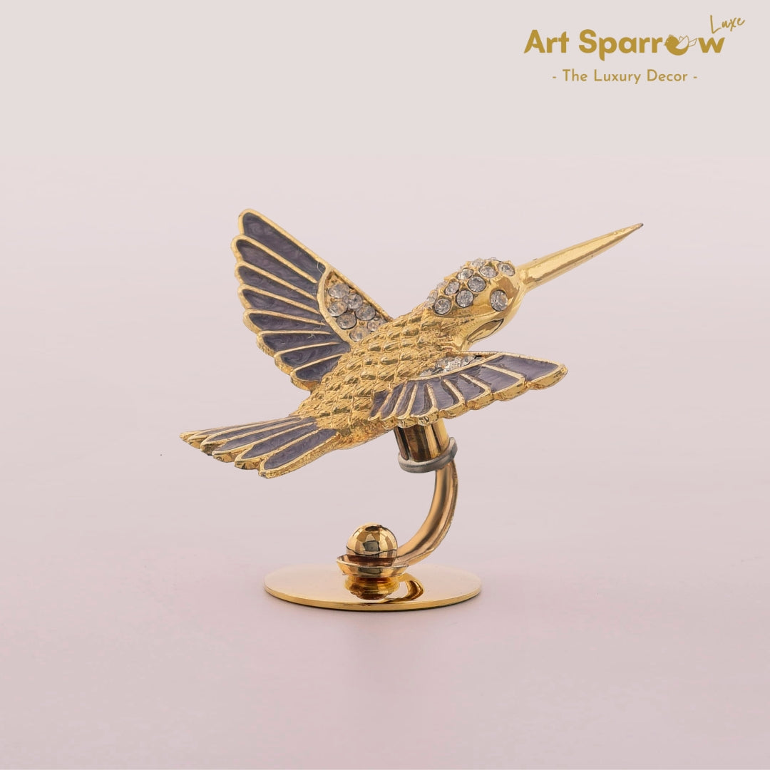 Golden Humming Bird Enamel Decor Showpiece