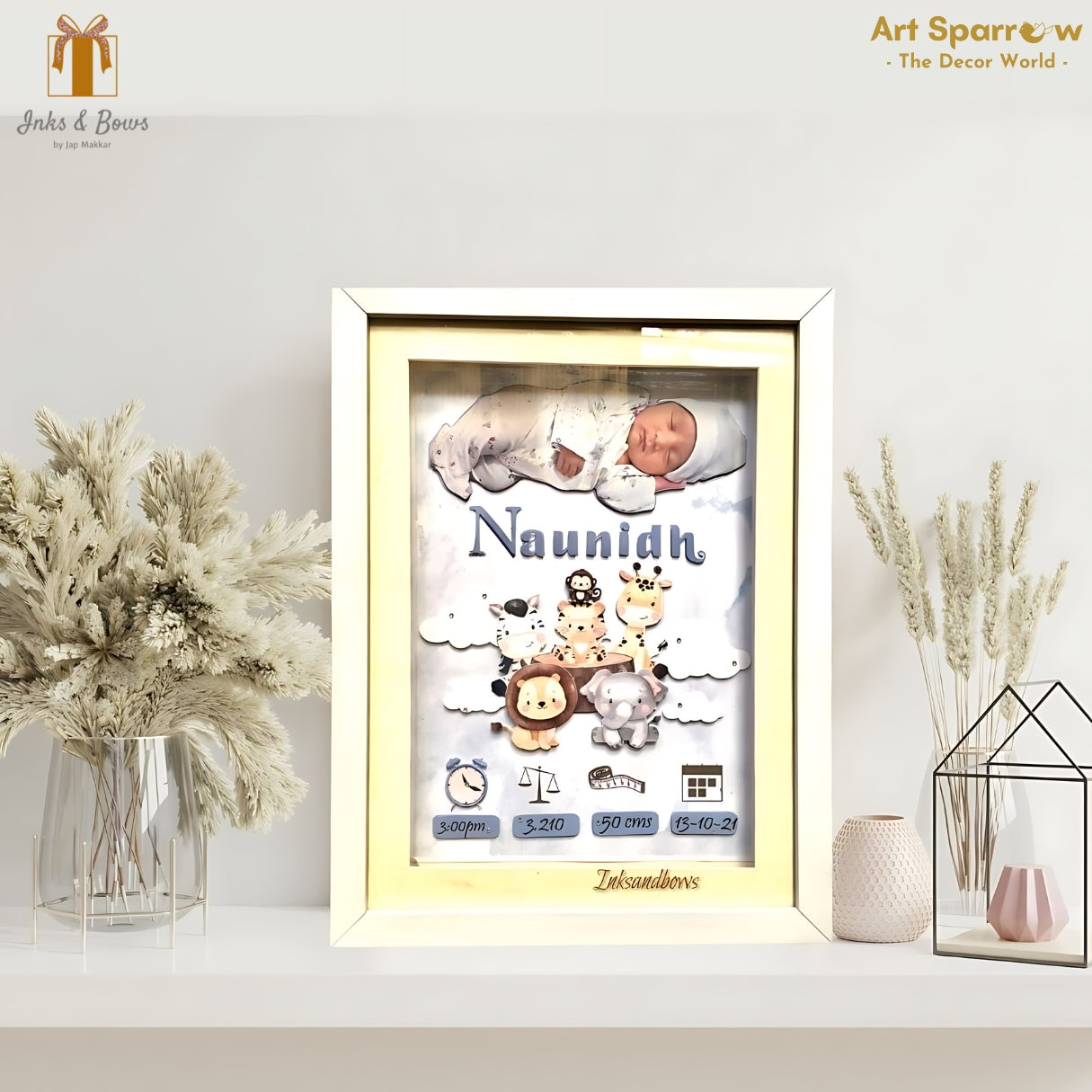 Customizable Baby Birth Detail Frame | Inks & Bows