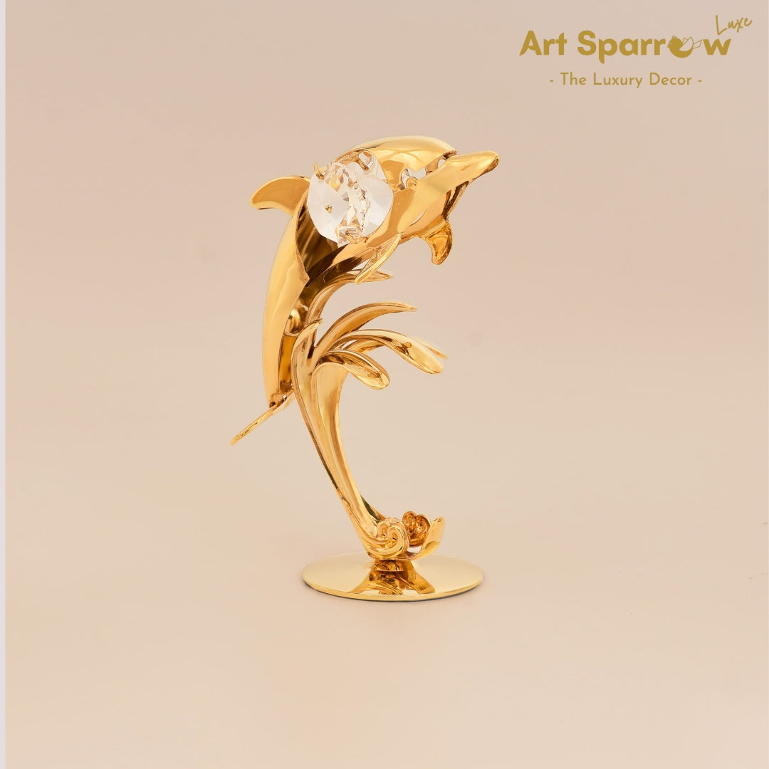 Golden Dolphin Decor Showpiece