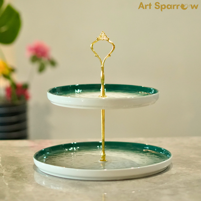 Porcelain 2 Tier Dessert Stand Holder