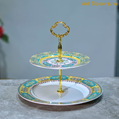 Porcelain 2 Tier Dessert Stand Holder