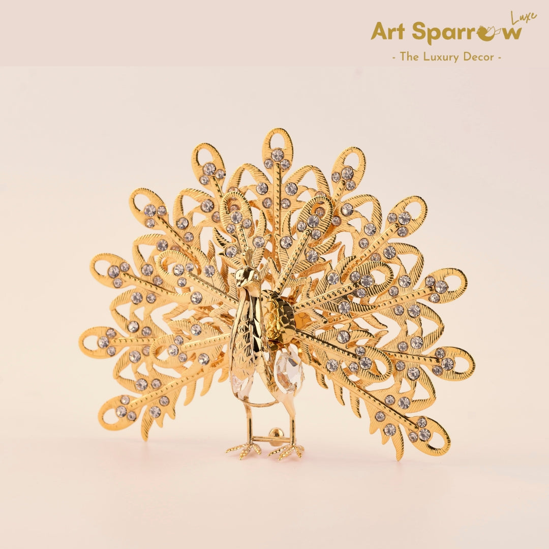 Golden Peacock Decor Showpiece