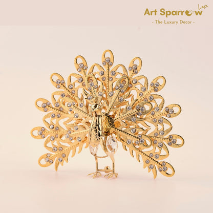 Golden Peacock Decor Showpiece