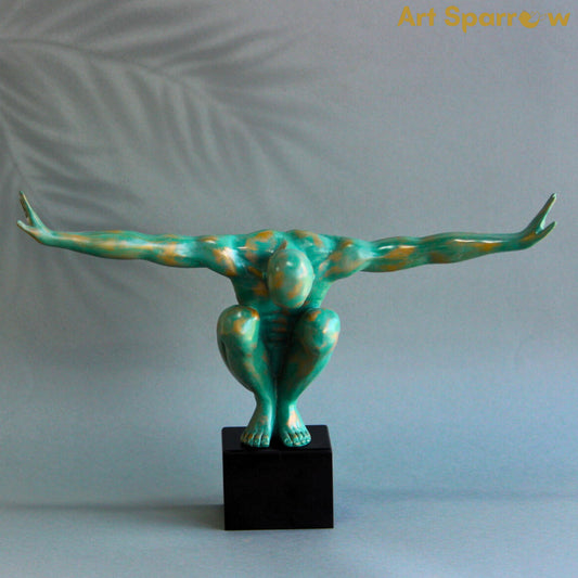 Abstract Green Greek Man Statue