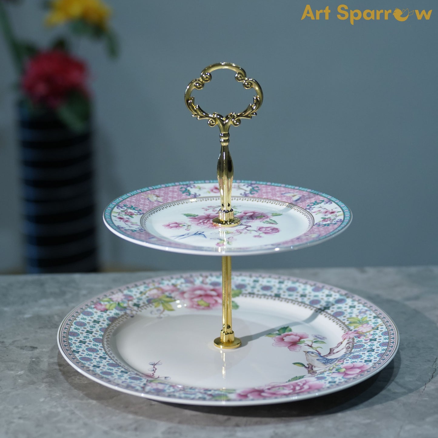 Porcelain 2 Tier Dessert Stand Holder