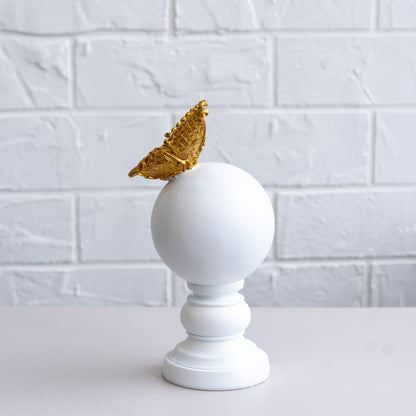 Butterfly Sitting on Chess White Pawn Table Decor  White Color