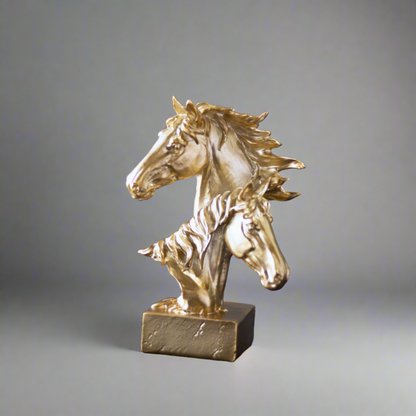 Couple Golden Horse of Polyresin For Table