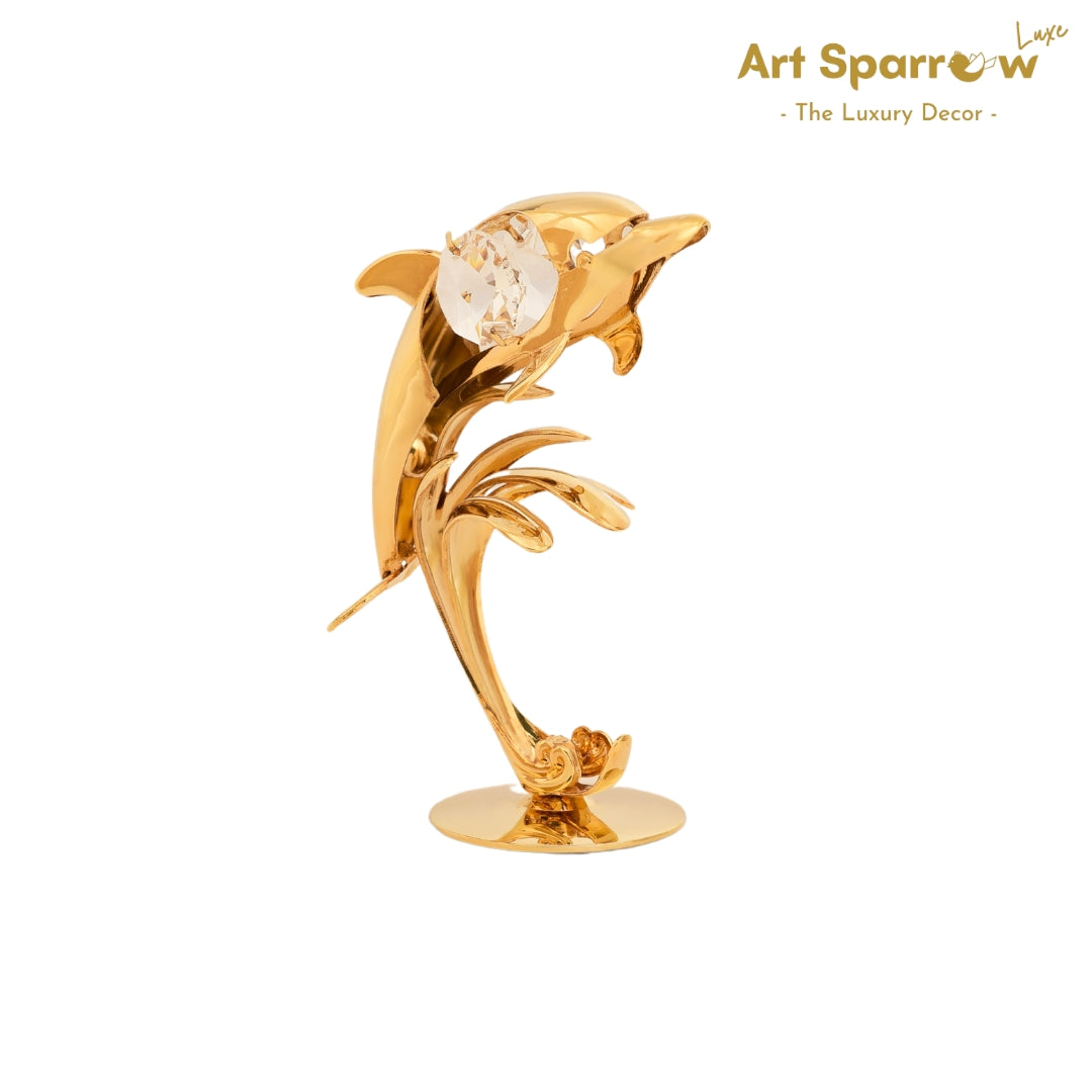 Golden Dolphin Decor Showpiece