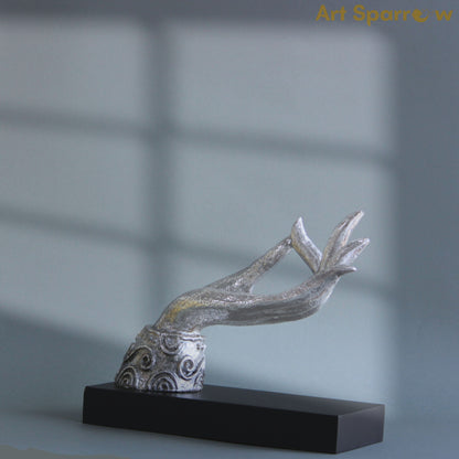 Silver Hand Mudra Statue