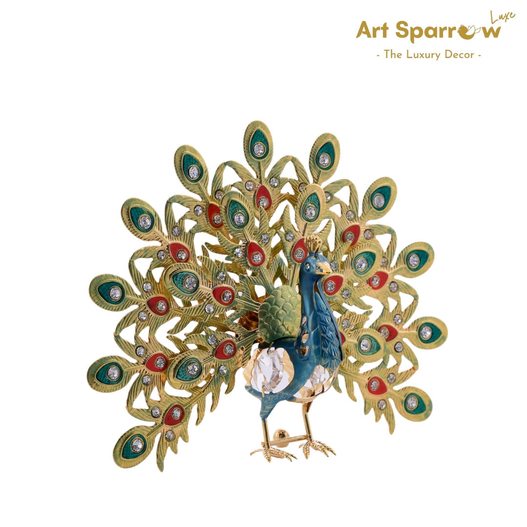 Peacock with Enamel Feather Decor Showpiece