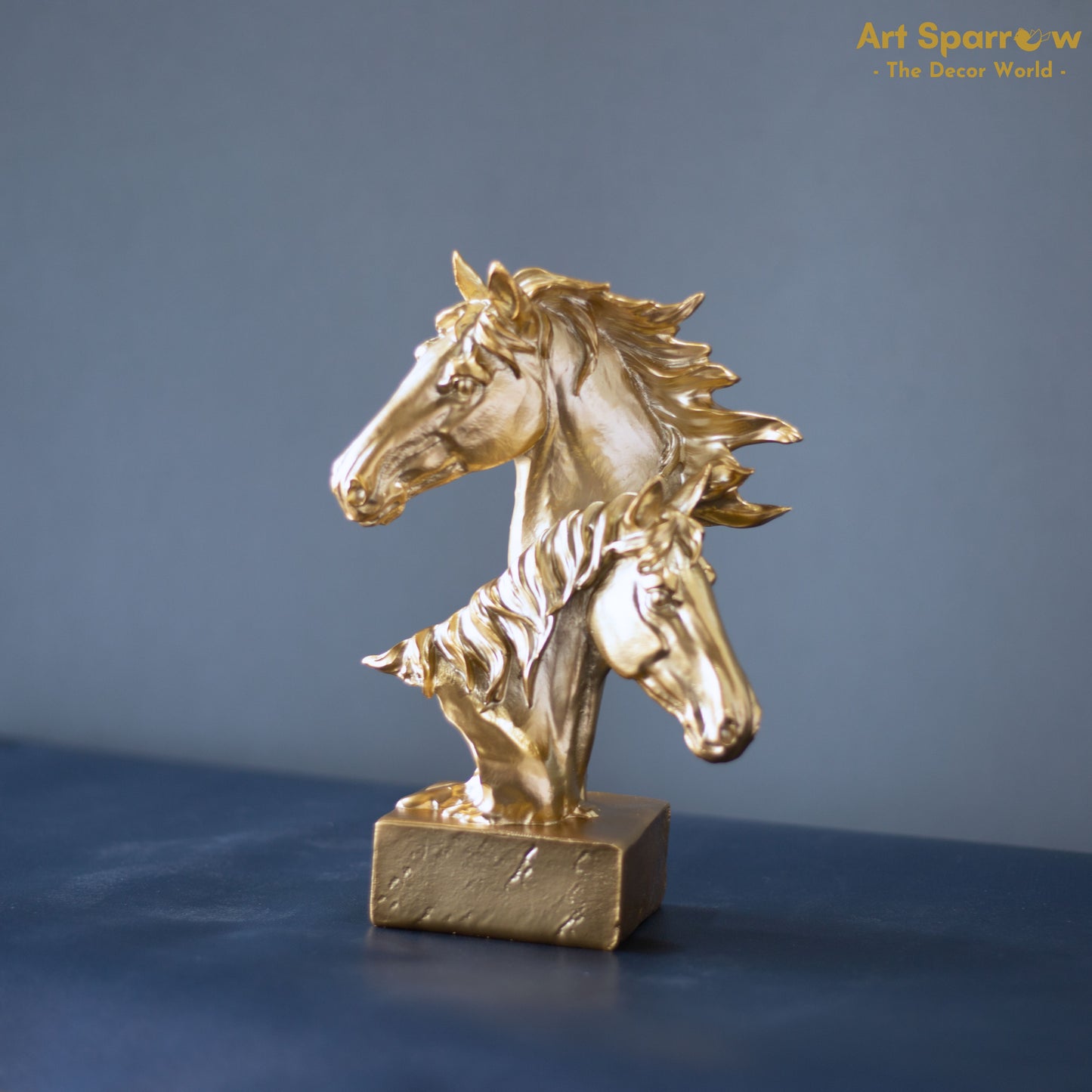 Couple Golden Horse of Polyresin For Table