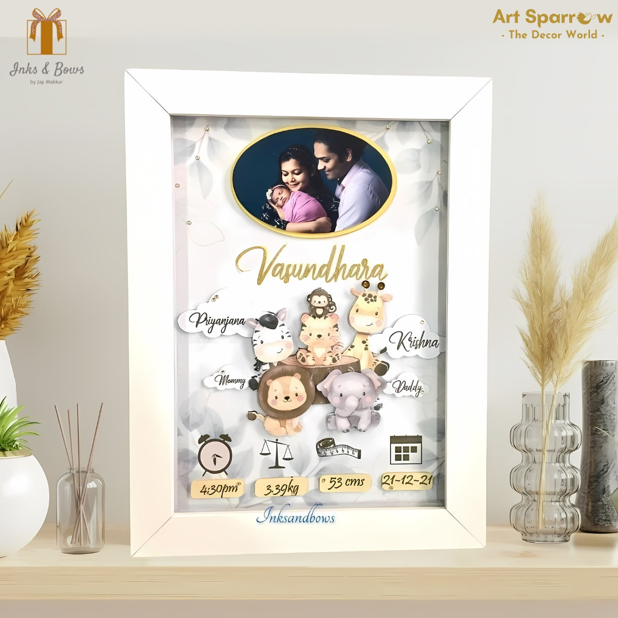 Customizable Baby Birth Detail Frame | Inks & Bows