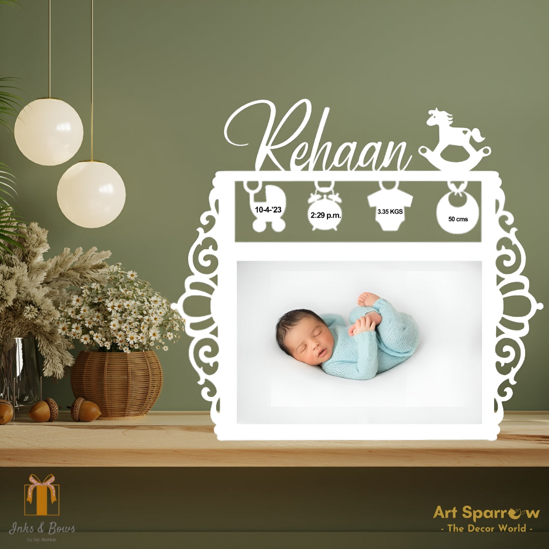 Customizable New Born Baby Name Acrylic Frame | Inks & Bows