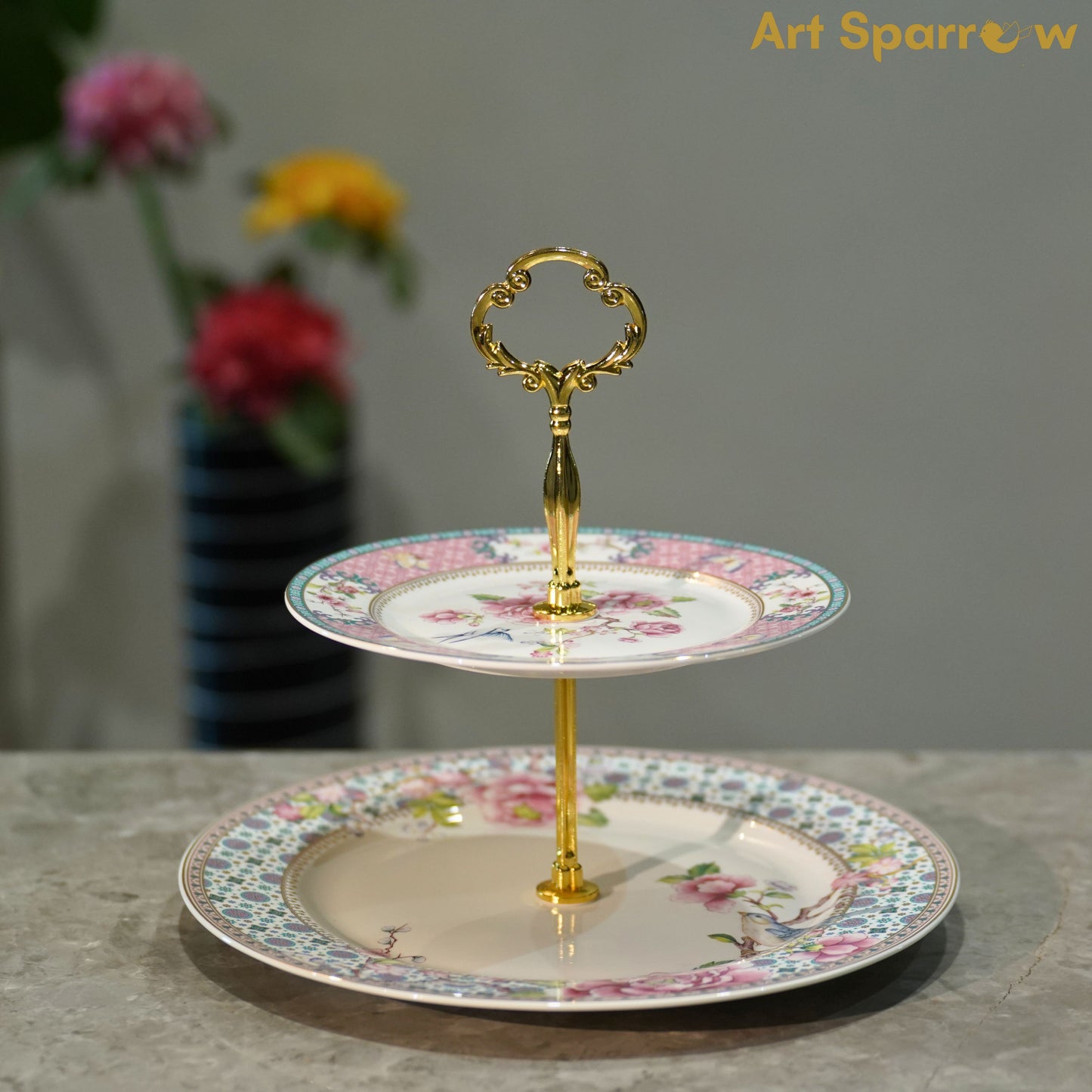 Porcelain 2 Tier Dessert Stand Holder