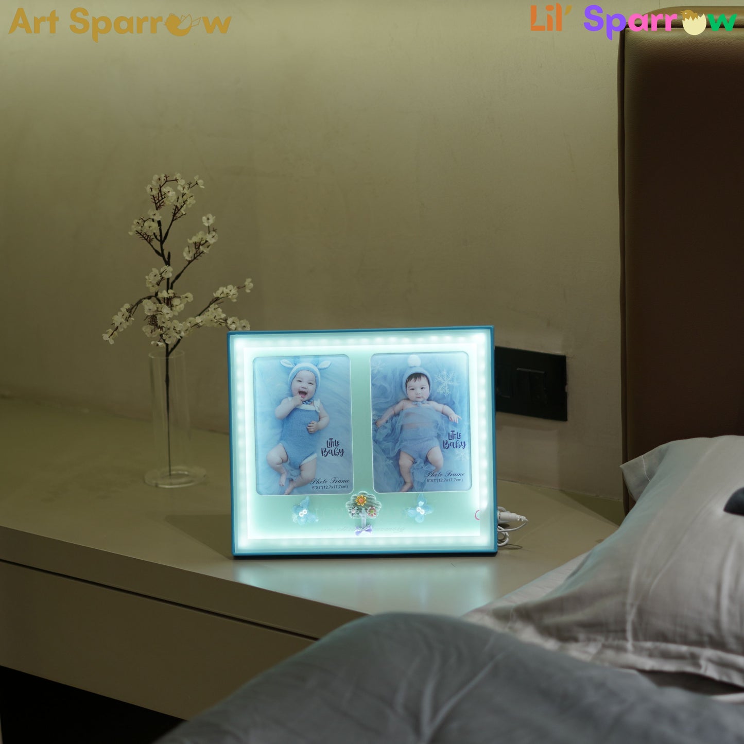 Baby Photo frame Hand print & Footprint Frame Kit with LED Light