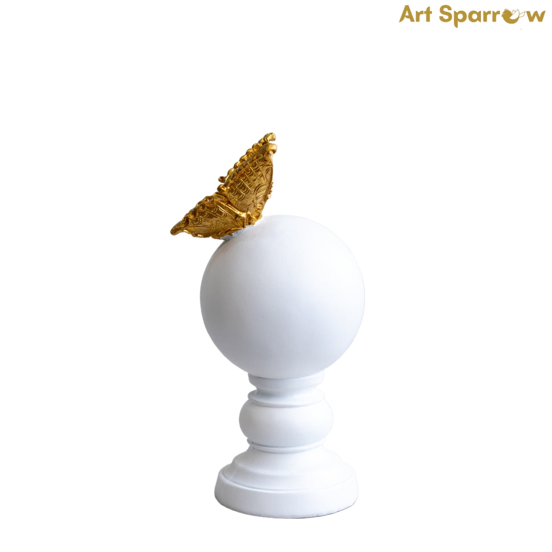 Butterfly Sitting on Chess White Pawn Table Decor  White Color