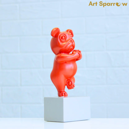 Yoga French Bulldog Statue Orange Sculpture