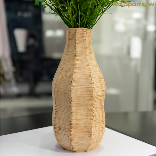 Wooden Crafted Vase | Art Sparrow