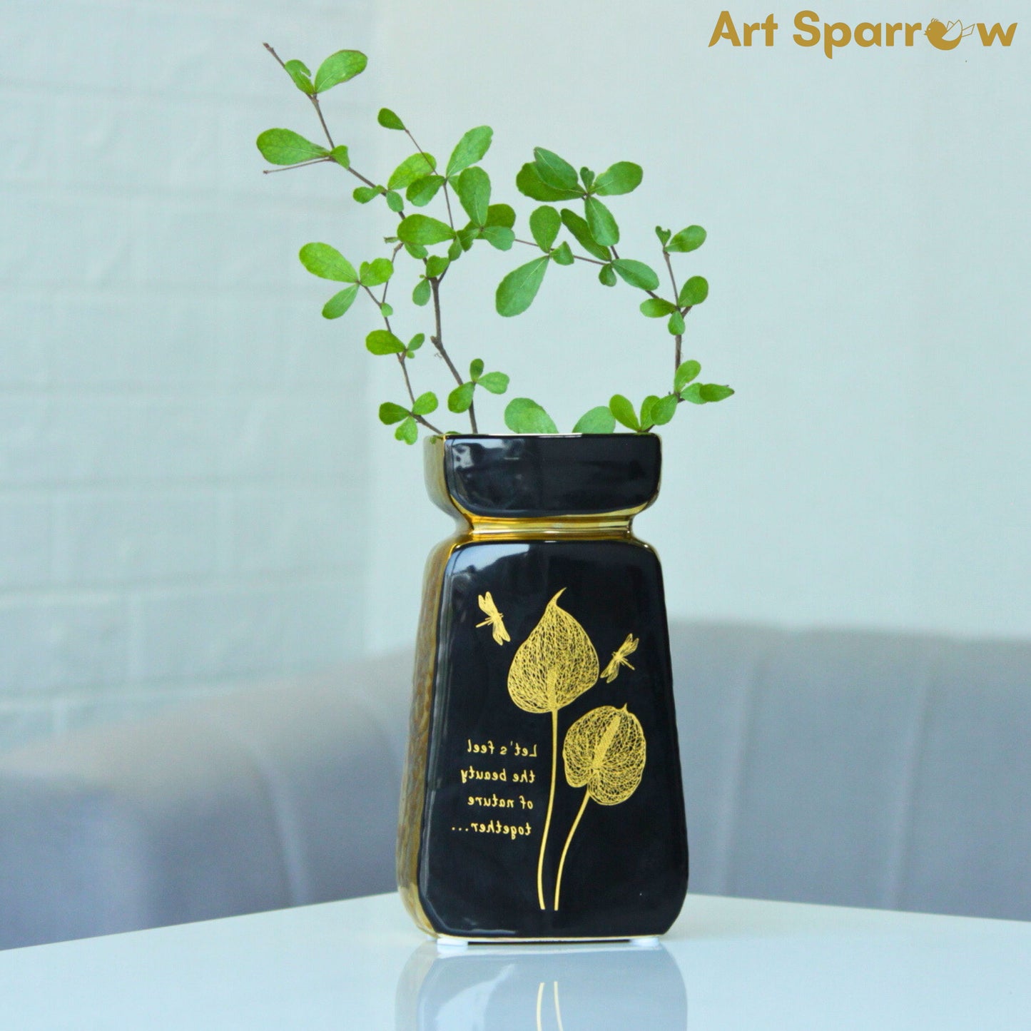 Black and Golden Glossy Vase