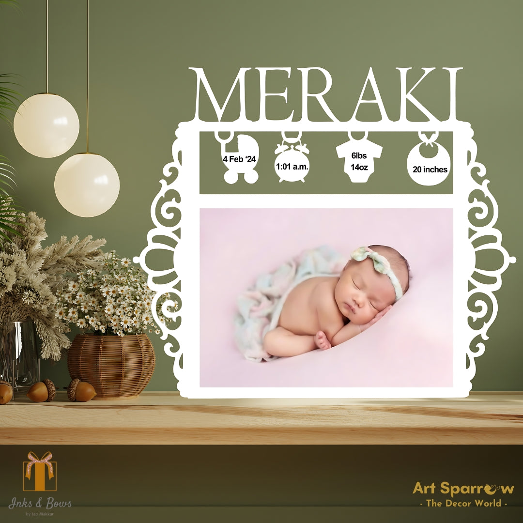 Customizable New Born Baby Name Acrylic Frame | Inks & Bows