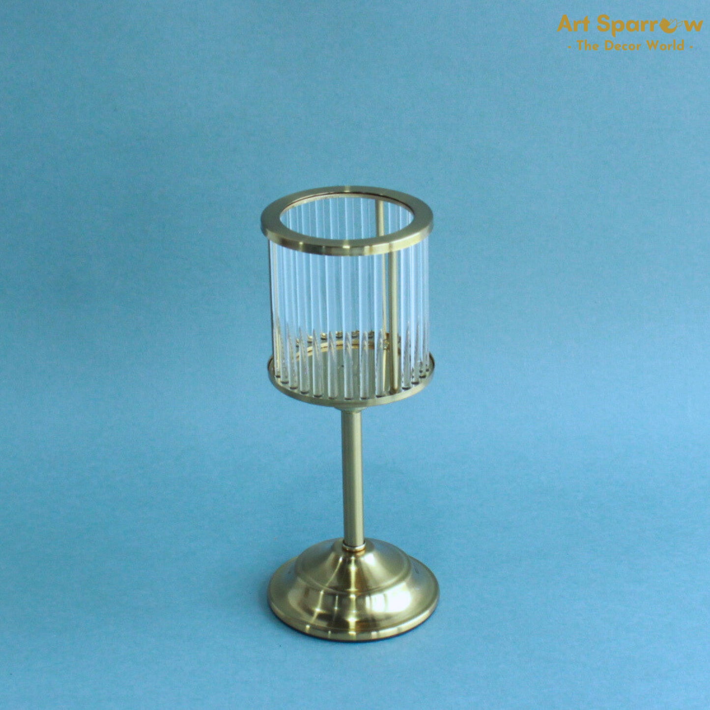 Glass Candle Holder Golden Festival Decor