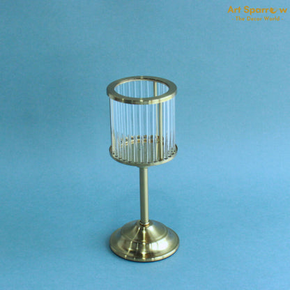 Glass Candle Holder Golden Festival Decor