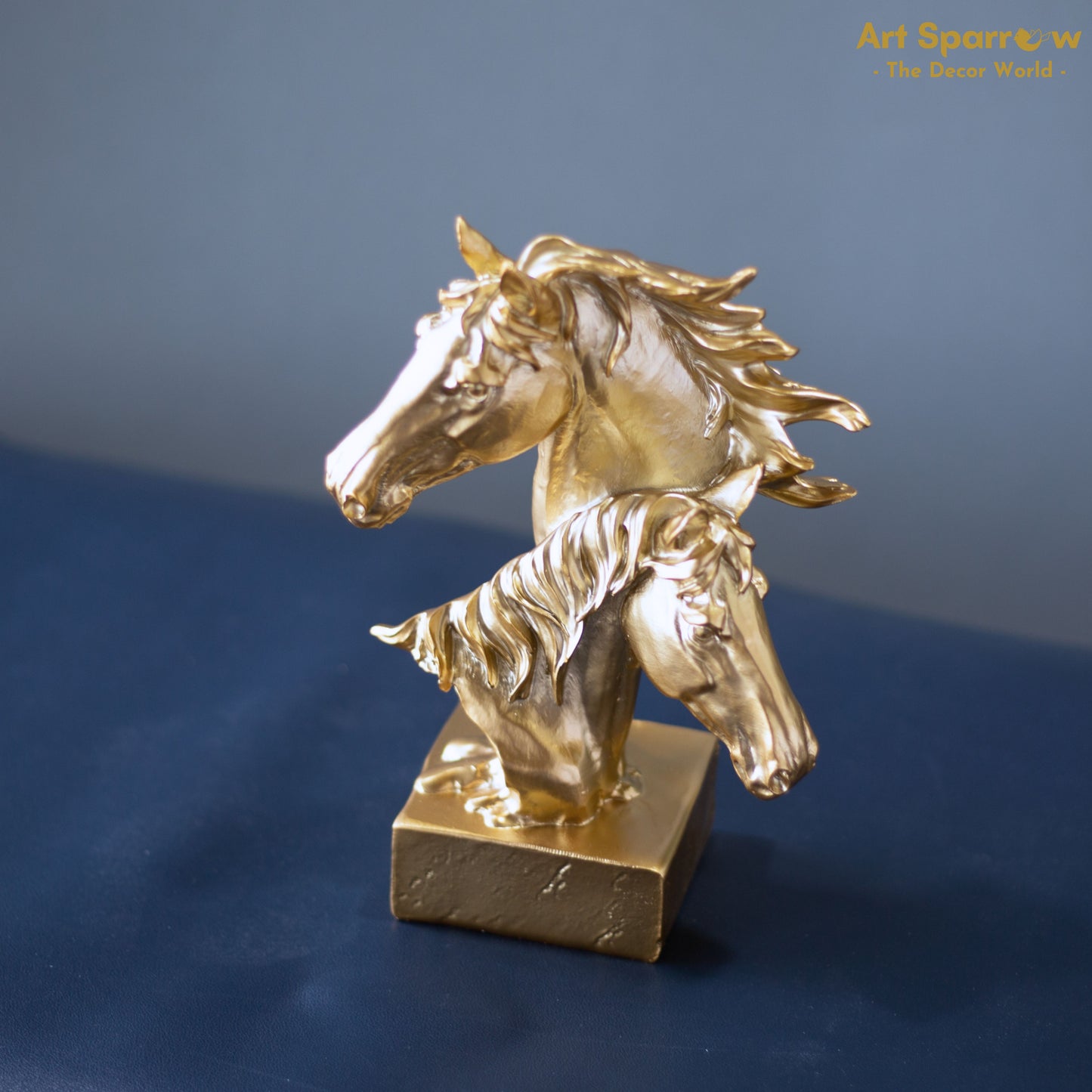 Couple Golden Horse of Polyresin For Table