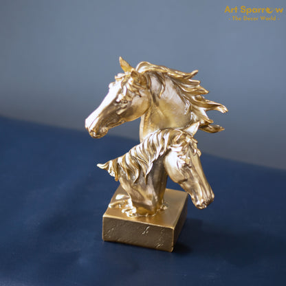 Couple Golden Horse of Polyresin For Table