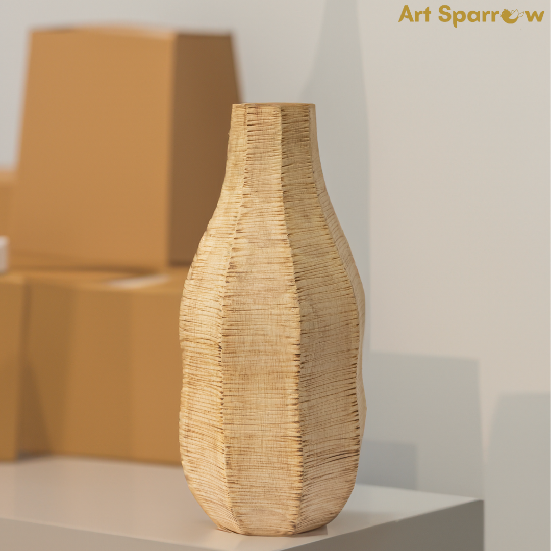 Wooden Crafted Vase | Art Sparrow