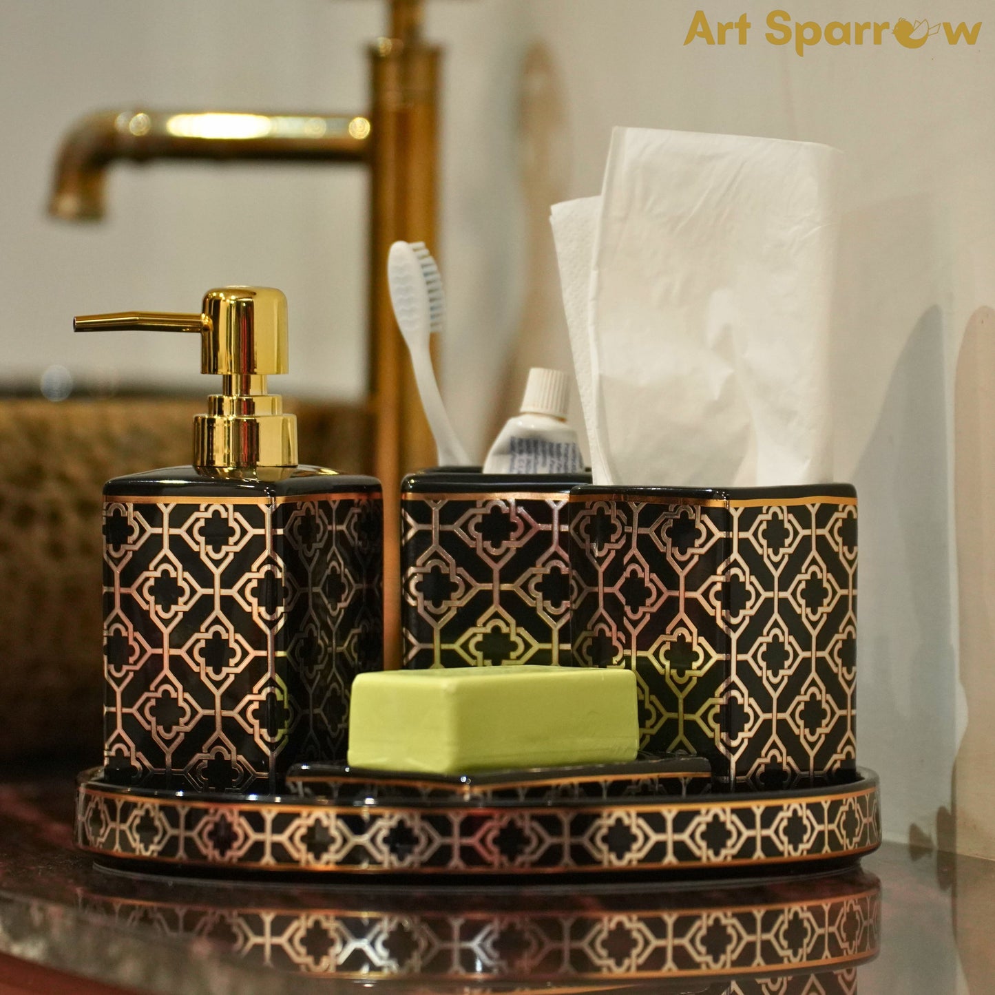 Ceramic Glossy Luxurious Bathroom Accessory Set