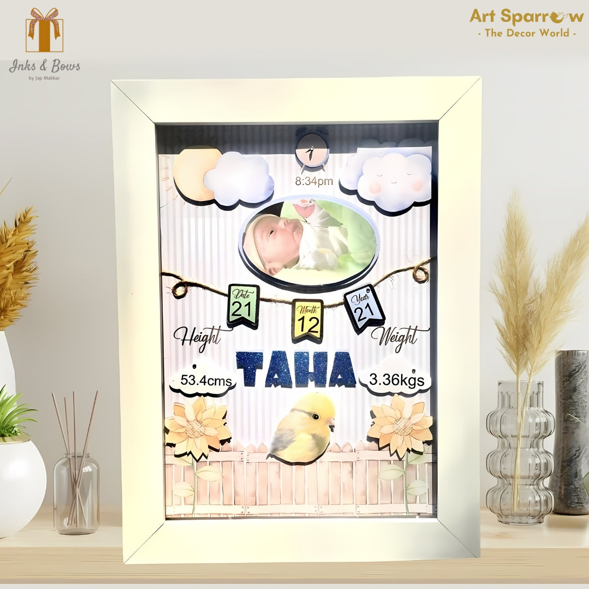 Customizable Baby Birth Detail Frame | Inks & Bows