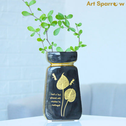 Black and Golden Glossy Vase