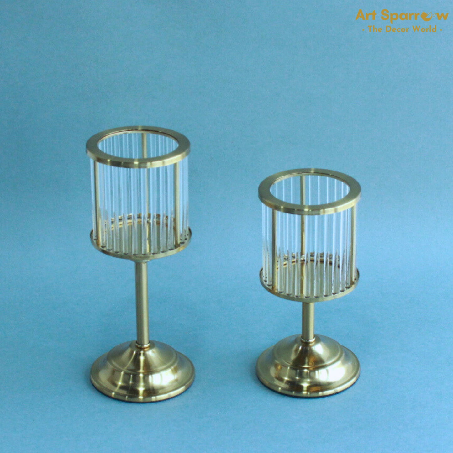 Glass Candle Holder Golden Festival Decor