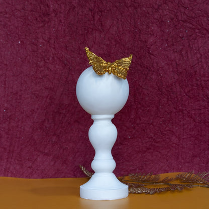 Butterfly Sitting on Chess White Pawn Table Decor  White Color