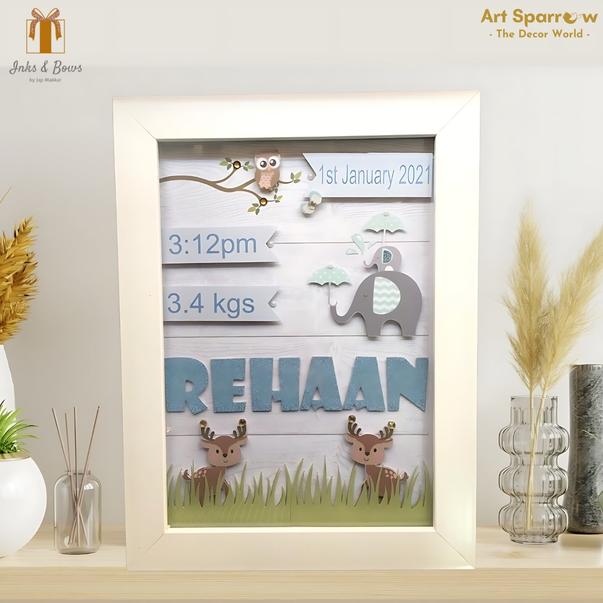 Customizable Baby Birth Detail Frame | Inks & Bows