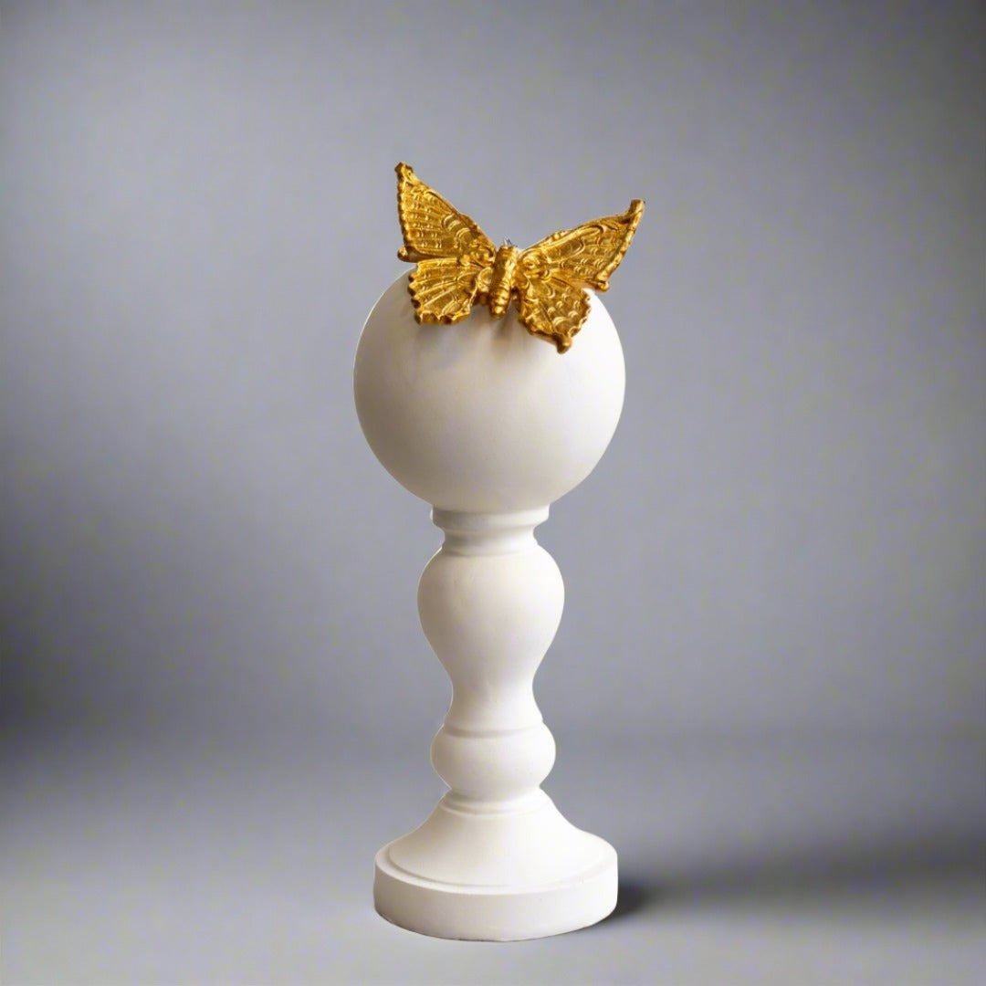 Butterfly Sitting on Chess White Pawn Table Decor  White Color