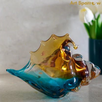 Glass Conch Shaped Shell Vase