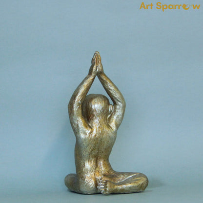 Yoga Pose Monkey Rustic Gold Resin Ornaments set of 4