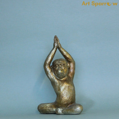 Yoga Pose Monkey Rustic Gold Resin Ornaments set of 4