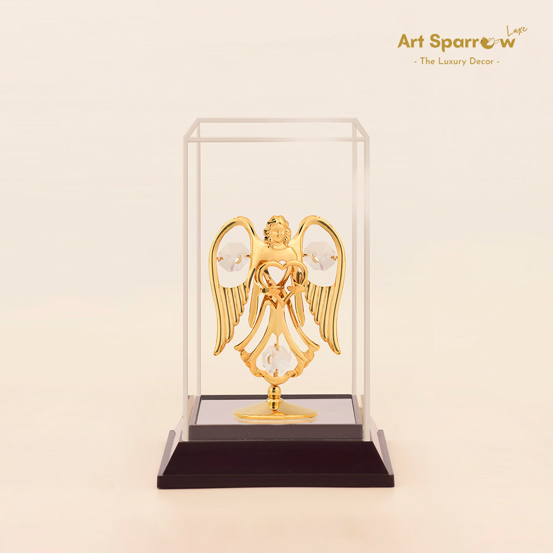 Golden Angel with Heart Decor Showpiece