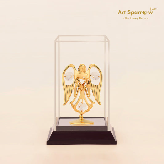 Golden Angel with Heart Decor Showpiece