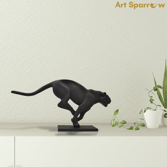 Puma Cougar Table Black and Golden Showpiece