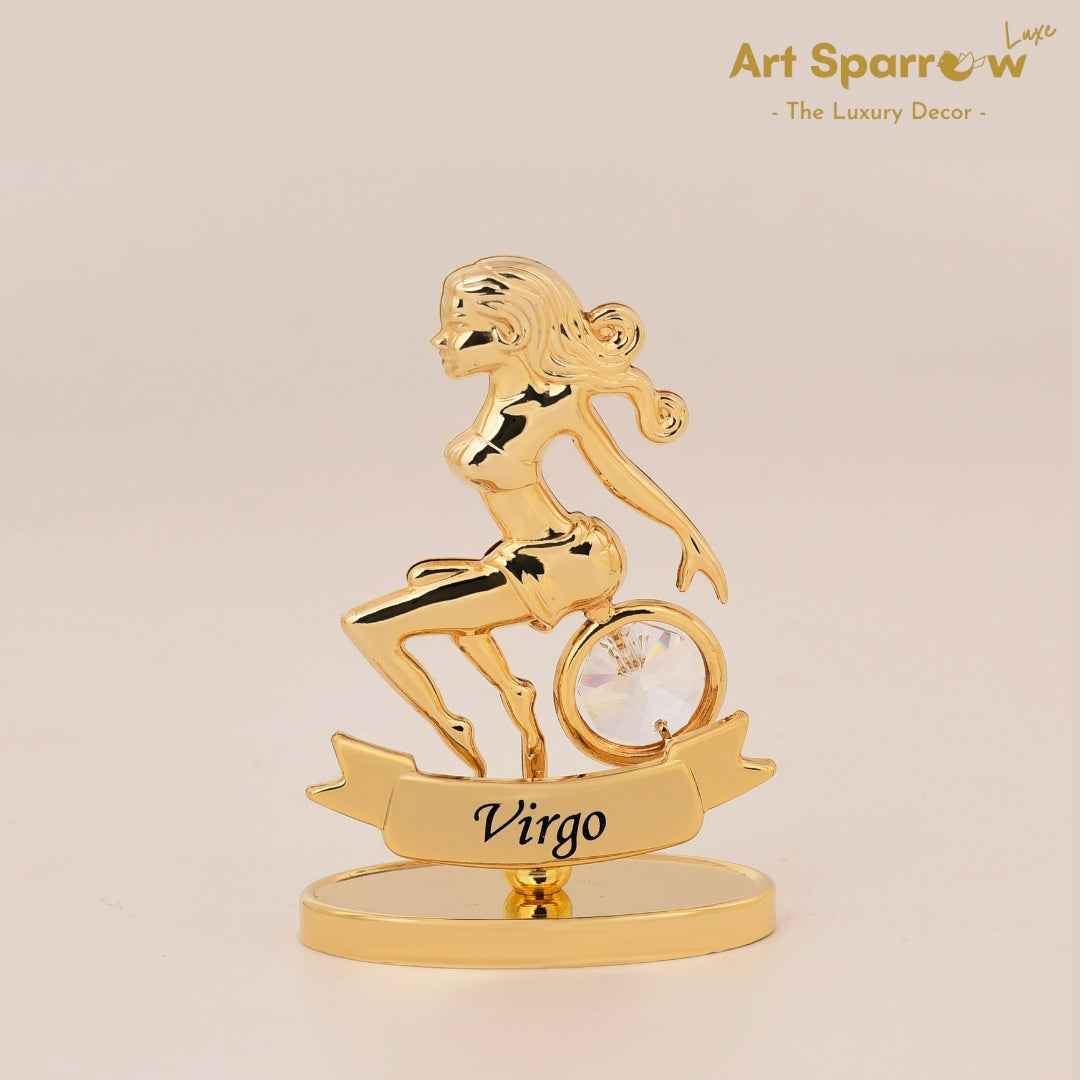 Golden Zodiac Sign Virgo Decor Showpiece