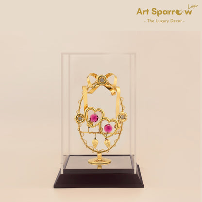 Golden Couple Heart in Frame Decor Showpiece