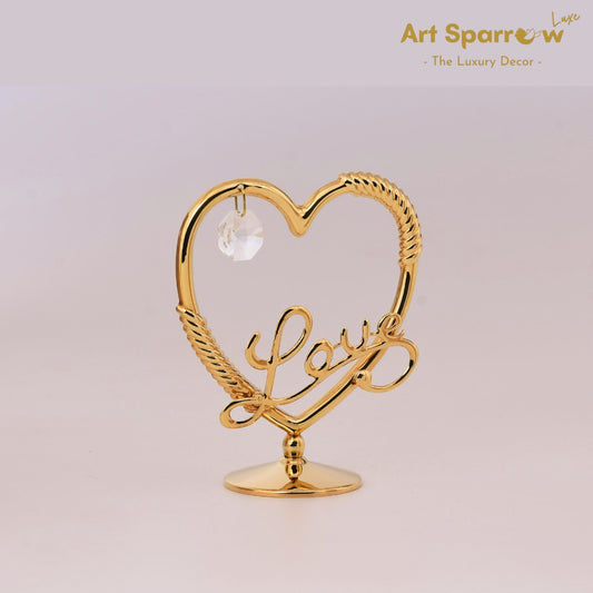 Golden Heart Love with Crystal Decor Shopwiece