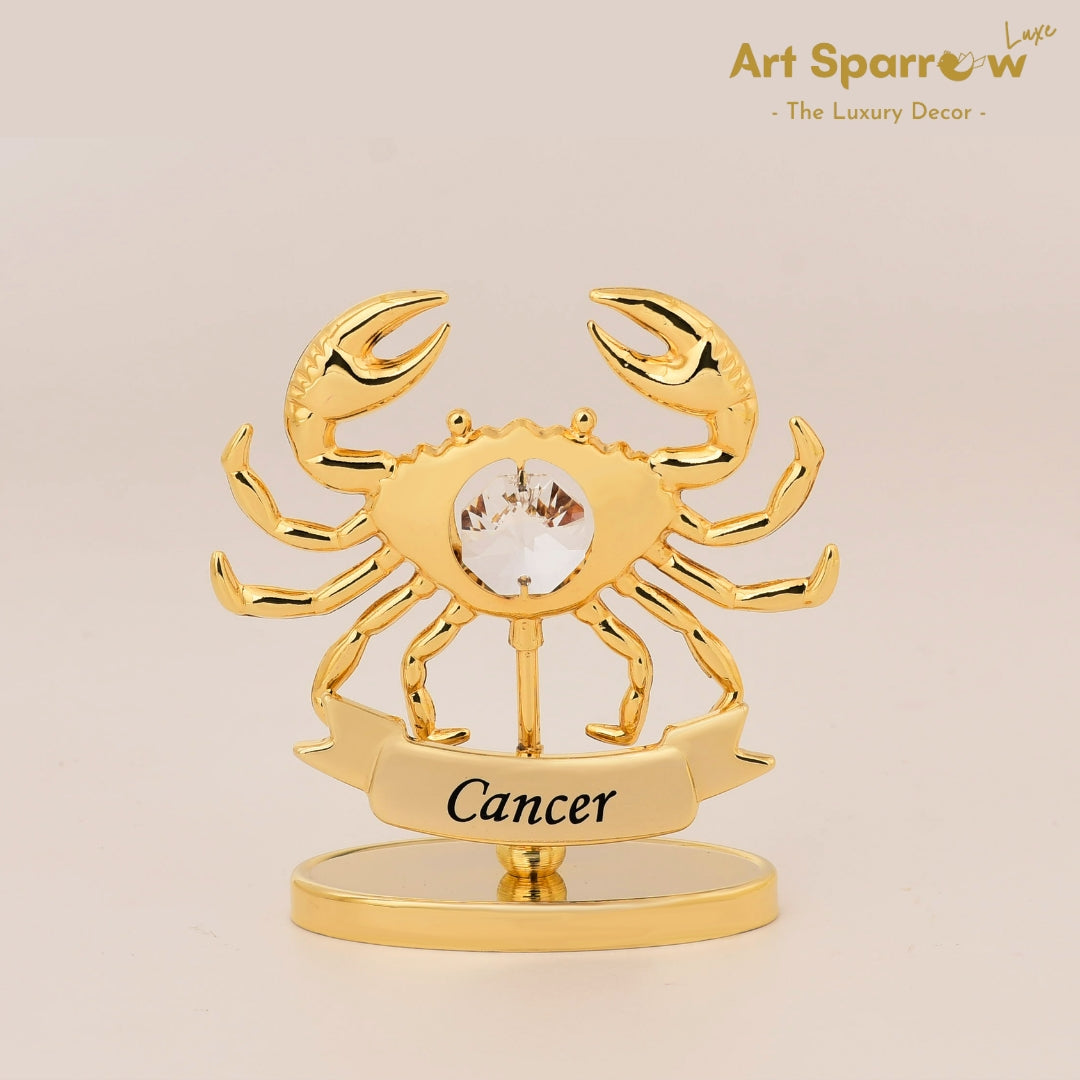 Golden Zodiac Sign Cancer Decor Showpiece